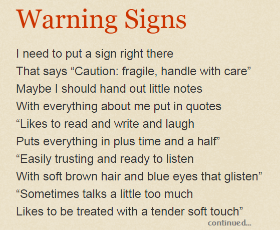 PoetrySue Warning Signs