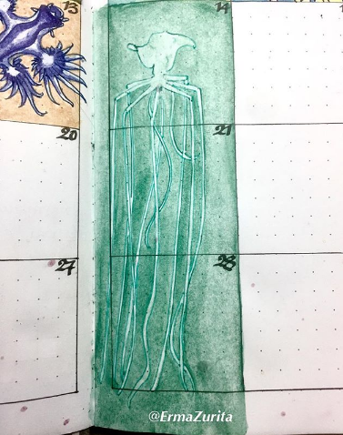 Erma Zurita doodle long armed squid